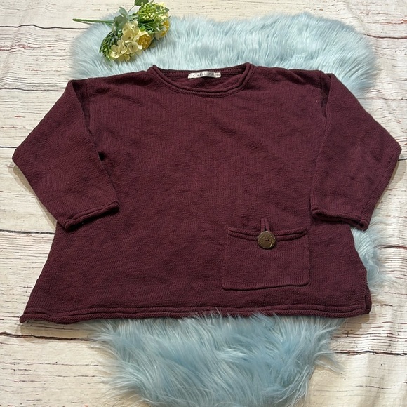 Lulu-B Maroon Knit Quarter Sleeve Sweater sz S/M - Picture 1 of 10